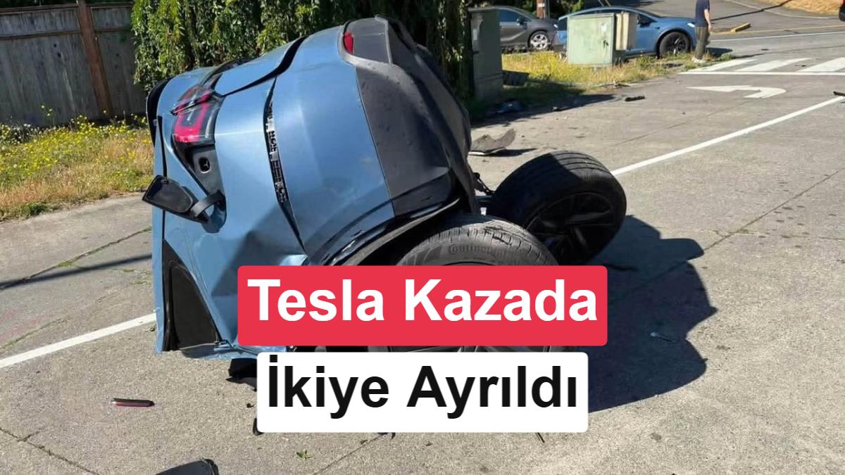 Tam otonom sürüş devredeyken kaza yapan Tesla ikiye ayrıldı: İşte görüntüler